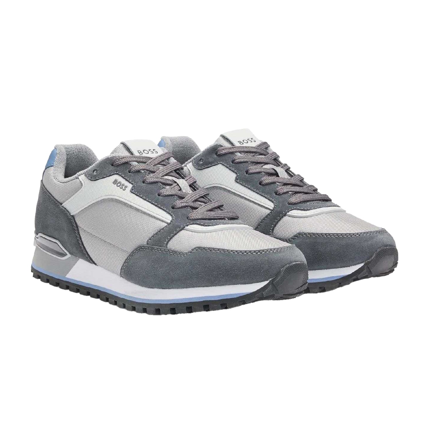 Grey - Pack Shot - Boss Mens Parkour-L Suede Trainers