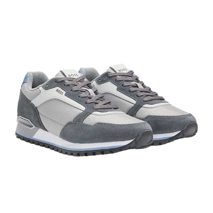 Grey - Pack Shot - Boss Mens Parkour-L Suede Trainers