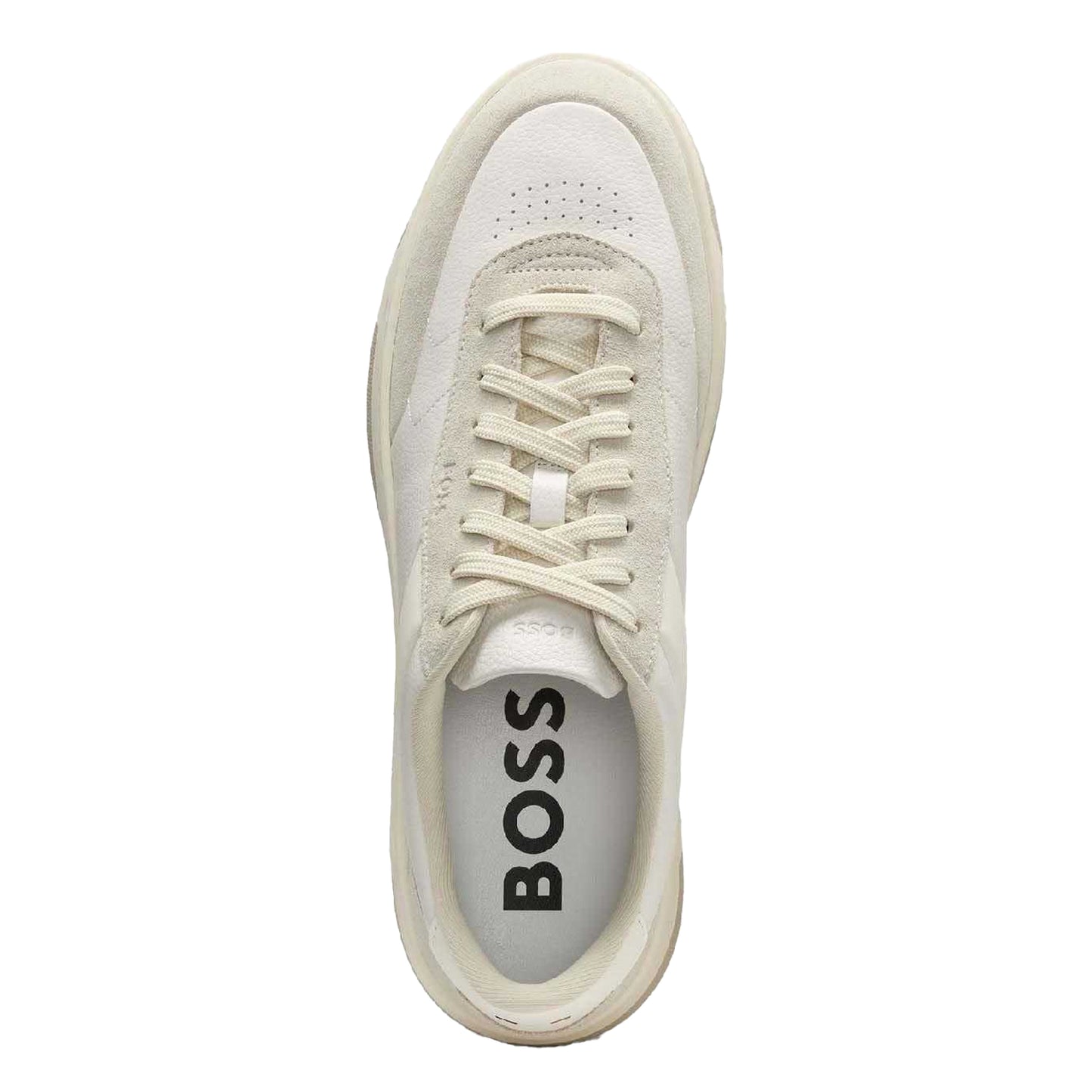 White - Side - Boss Mens Baltimore Leather Low Trainers