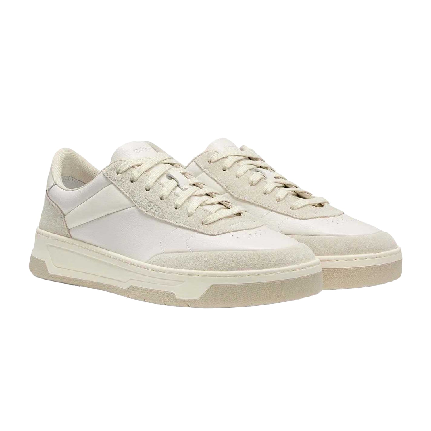White - Pack Shot - Boss Mens Baltimore Leather Low Trainers