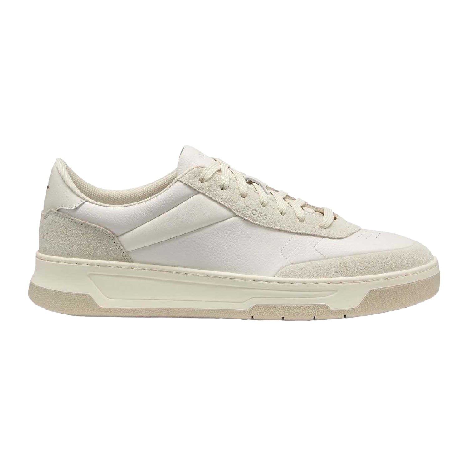 White - Front - Boss Mens Baltimore Leather Low Trainers