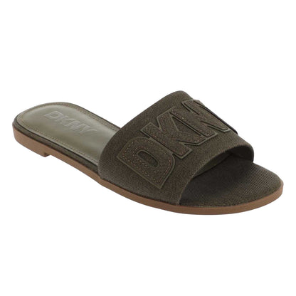 Green - Front - DKNY Womens-Ladies Willow Flat Sliders