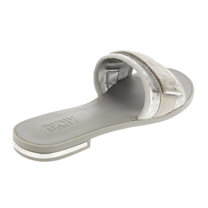 Silver - Back - DKNY Womens-Ladies Essential Halcott Wezli Flat Sliders