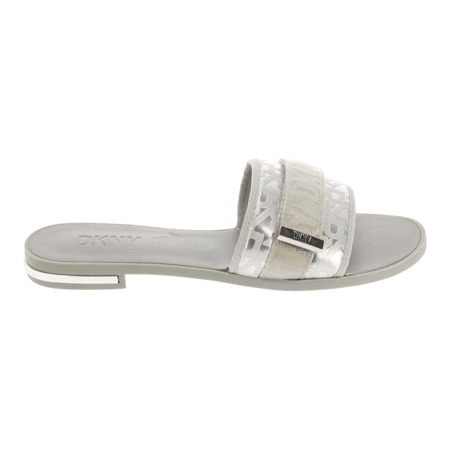 Silver - Side - DKNY Womens-Ladies Essential Halcott Wezli Flat Sliders
