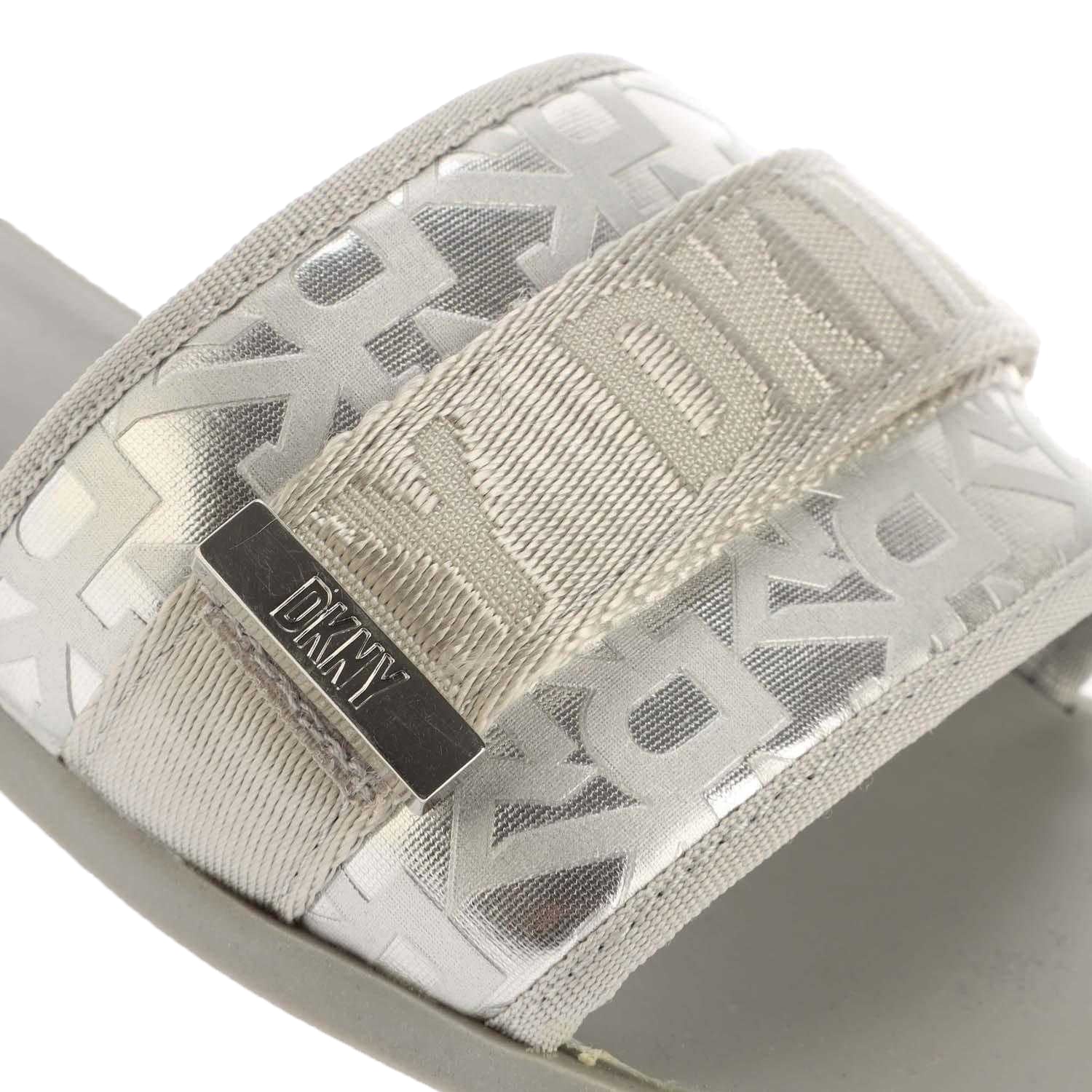 Silver - Pack Shot - DKNY Womens-Ladies Essential Halcott Wezli Flat Sliders