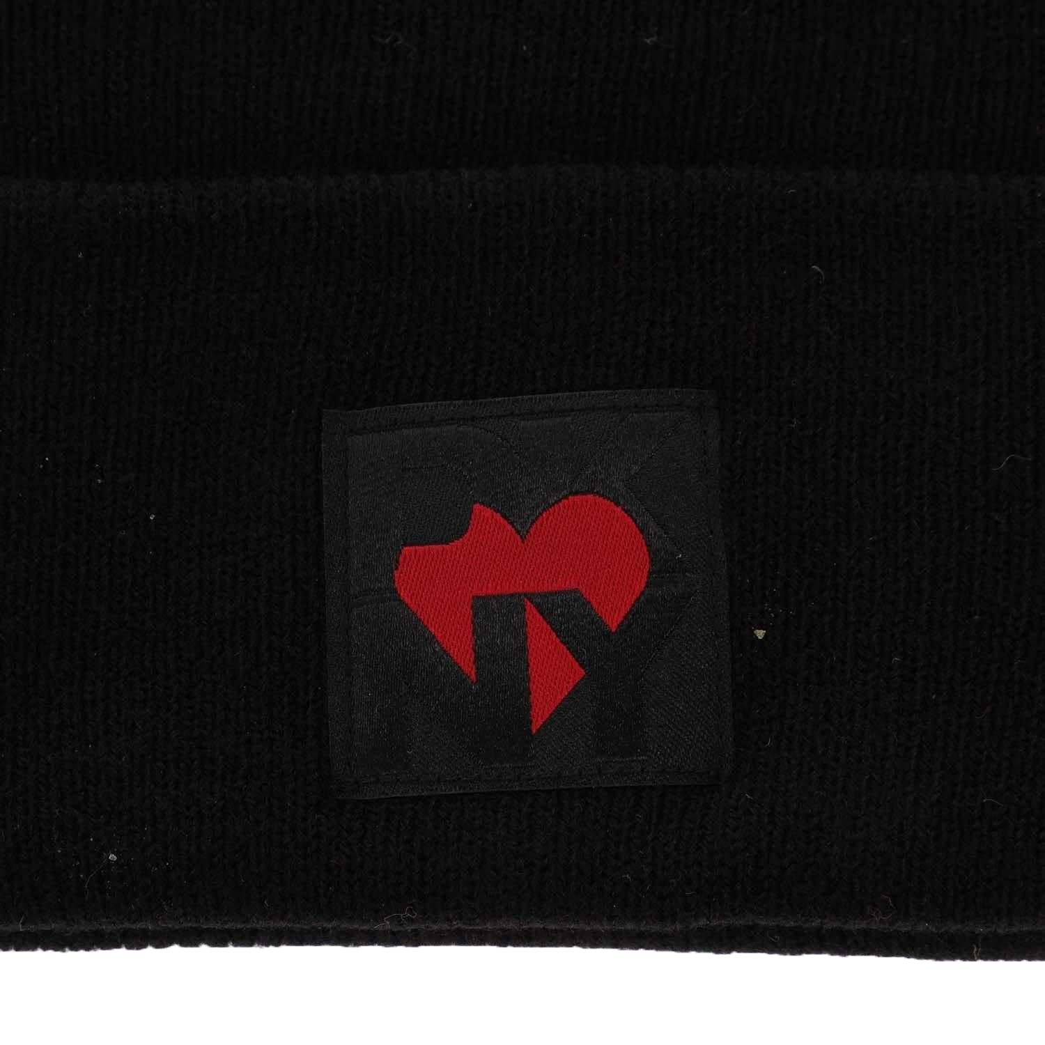 Black - Side - DKNY Logo Knitted Beanie