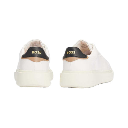 White - Back - Boss Womens-Ladies Amber Logo Leather Trainers