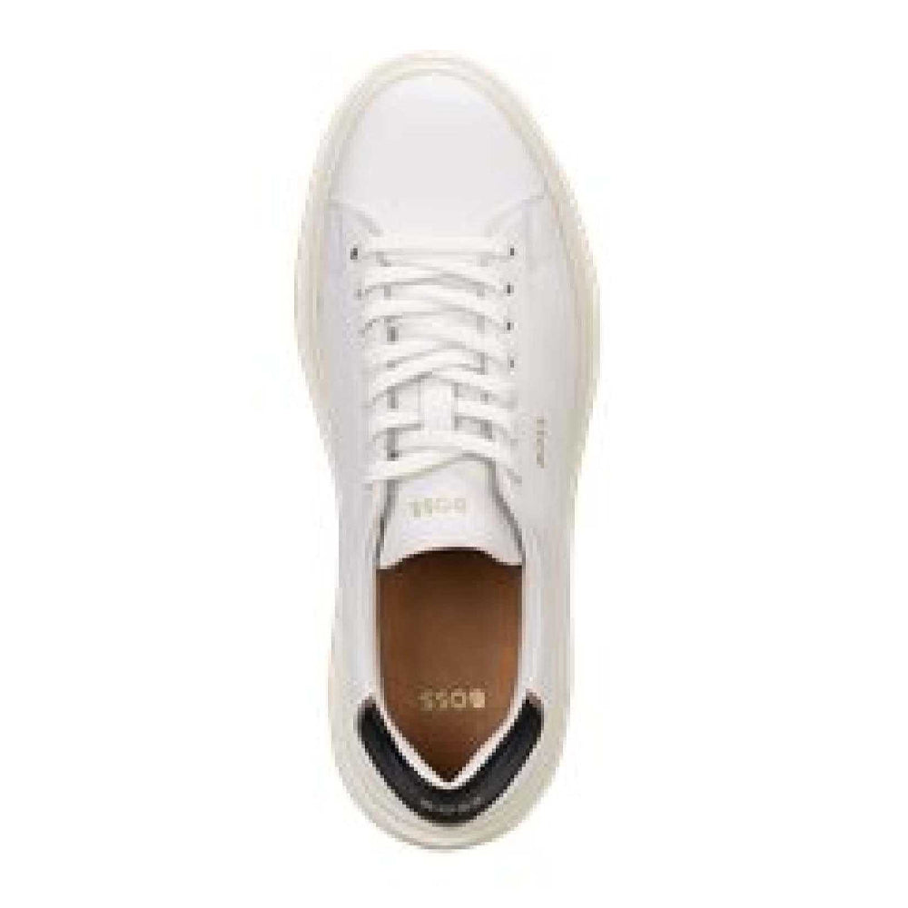 White - Side - Boss Womens-Ladies Amber Logo Leather Trainers