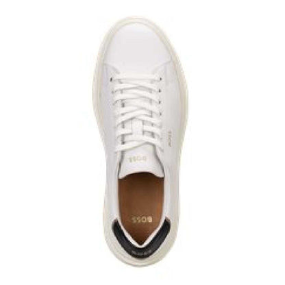 White - Side - Boss Womens-Ladies Amber Logo Leather Trainers