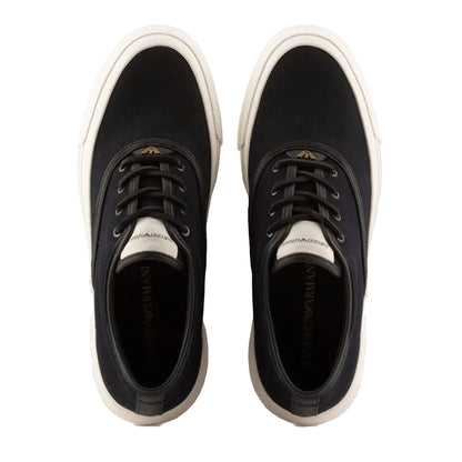 Navy - Side - Emporio Armani Mens Logo Trainers