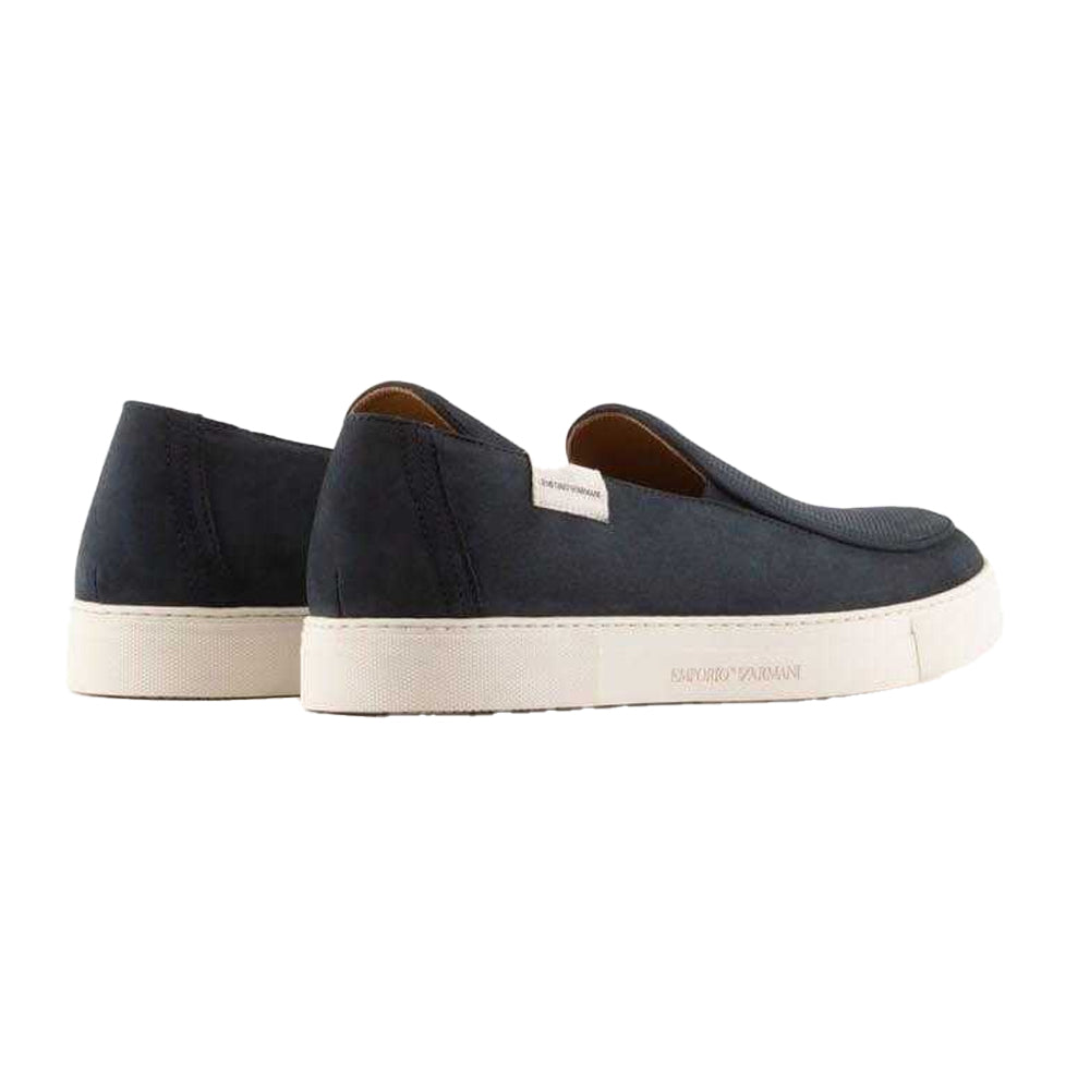Black - Back - Emporio Armani Mens Nubuck Slip-on Trainers