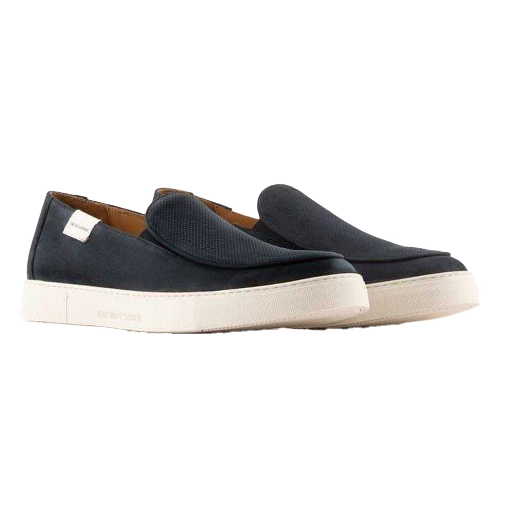 Black - Pack Shot - Emporio Armani Mens Nubuck Slip-on Trainers