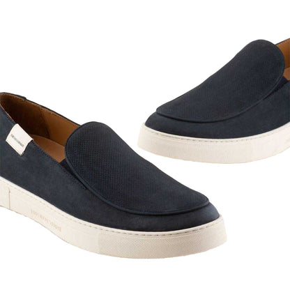 Black - Close up - Emporio Armani Mens Nubuck Slip-on Trainers