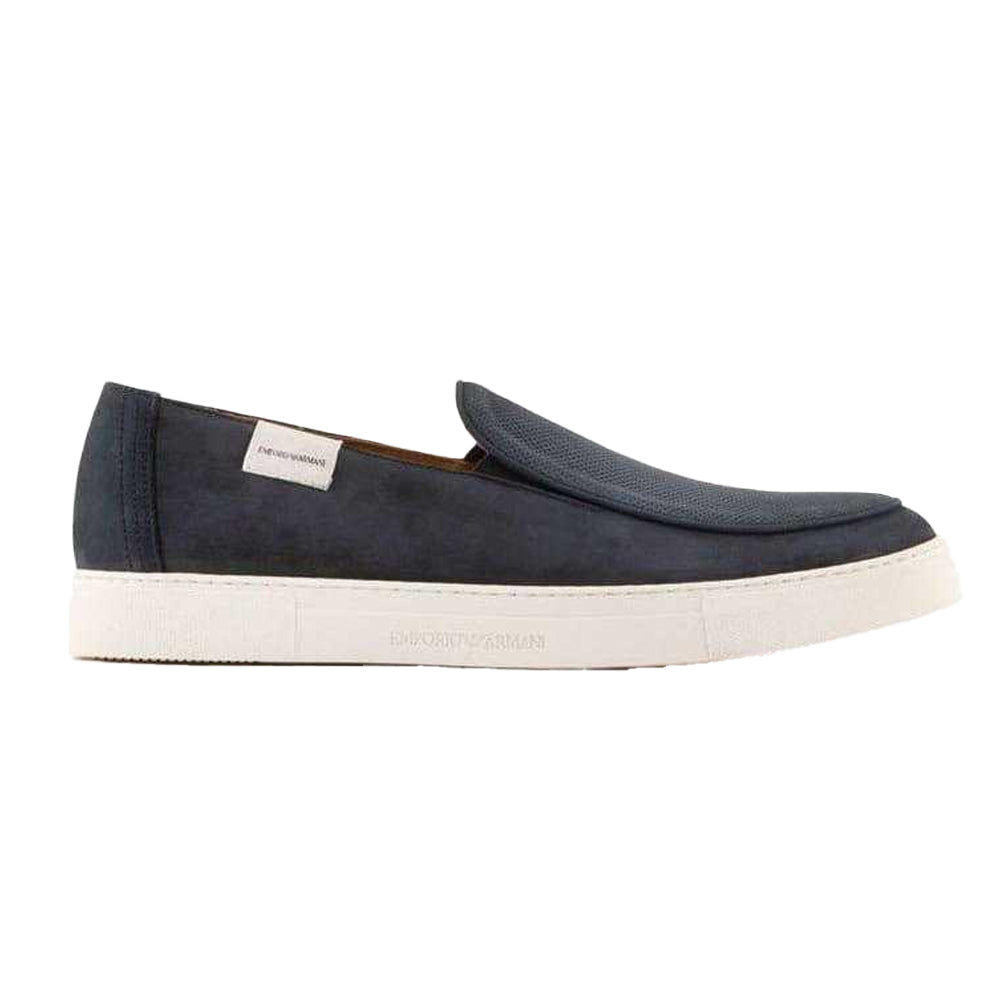 Black - Front - Emporio Armani Mens Nubuck Slip-on Trainers