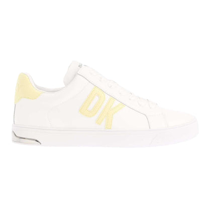 White - Side - DKNY Womens-Ladies Abeni Leather Lace Up Trainers