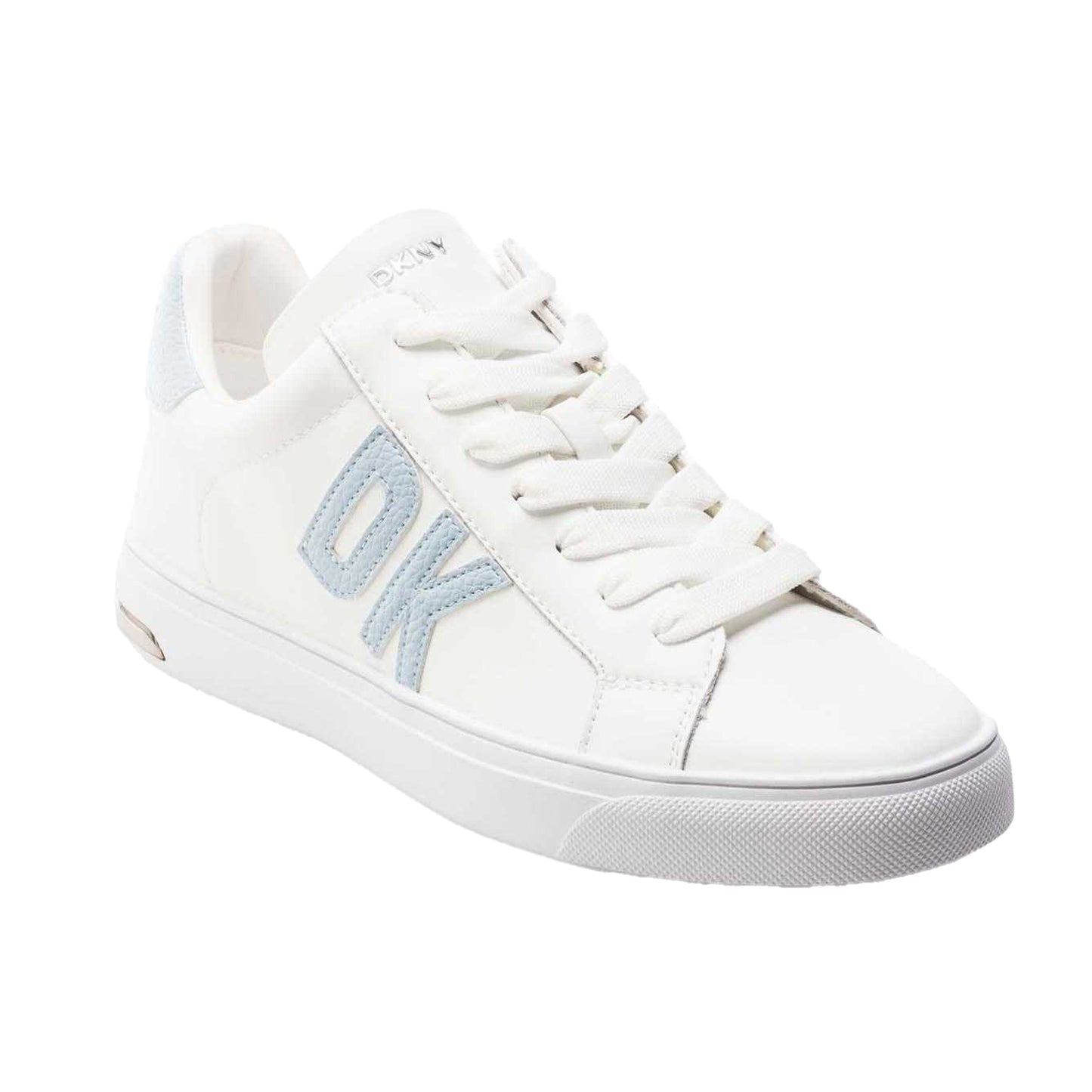 White-Black - Front - DKNY Womens-Ladies Abeni Leather Lace Up Trainers