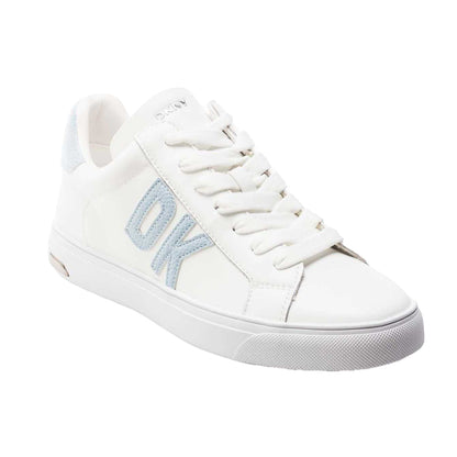 White-Black - Front - DKNY Womens-Ladies Abeni Leather Lace Up Trainers
