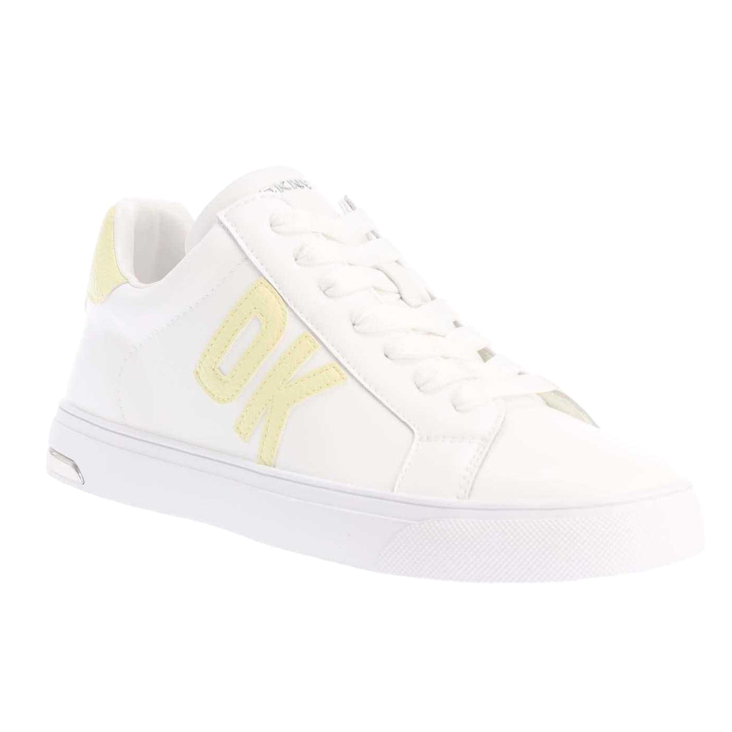 White - Front - DKNY Womens-Ladies Abeni Leather Lace Up Trainers