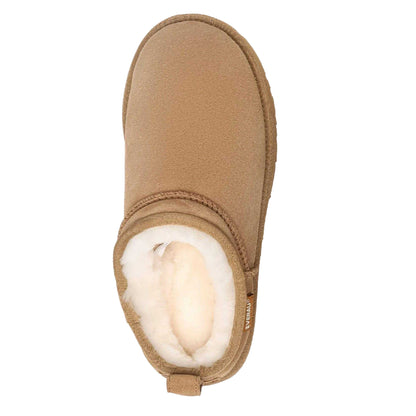 Chestnut - Side - EverAu Womens-Ladies Quail Leather Slippers