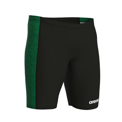 Black-Green - Side - Arena Mens Jammer Abstract Tiles Swim Shorts