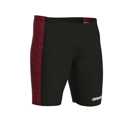 Black-Red - Side - Arena Mens Jammer Abstract Tiles Swim Shorts
