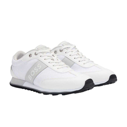 White - Pack Shot - Boss Mens Mesh Parkour Trainers