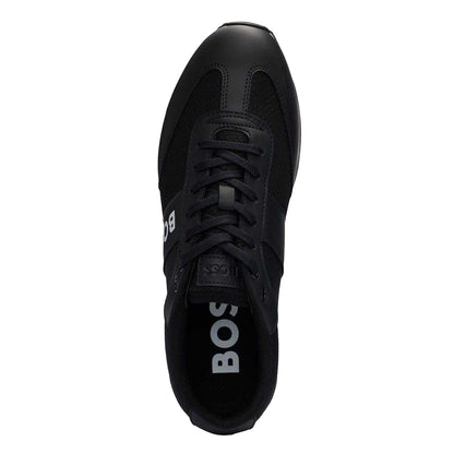 Black - Side - Boss Mens Mesh Parkour Trainers