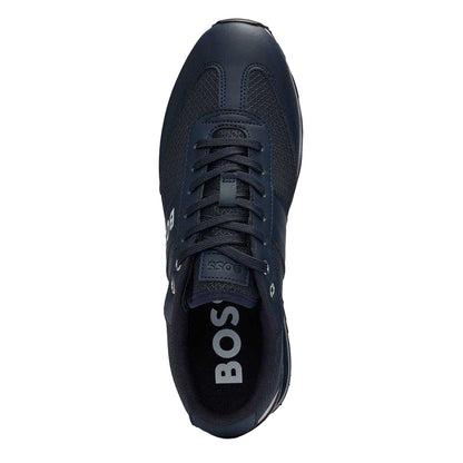 Dark Blue - Side - Boss Mens Mesh Parkour Trainers