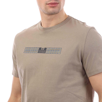 Stone - Side - Weekend Offender Mens Shareck Checked T-Shirt