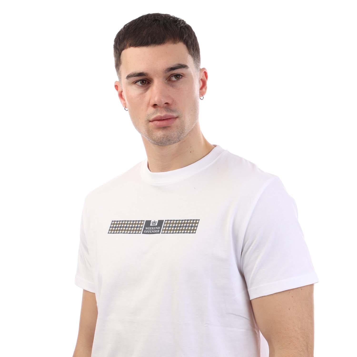 White - Side - Weekend Offender Mens Shareck Checked T-Shirt