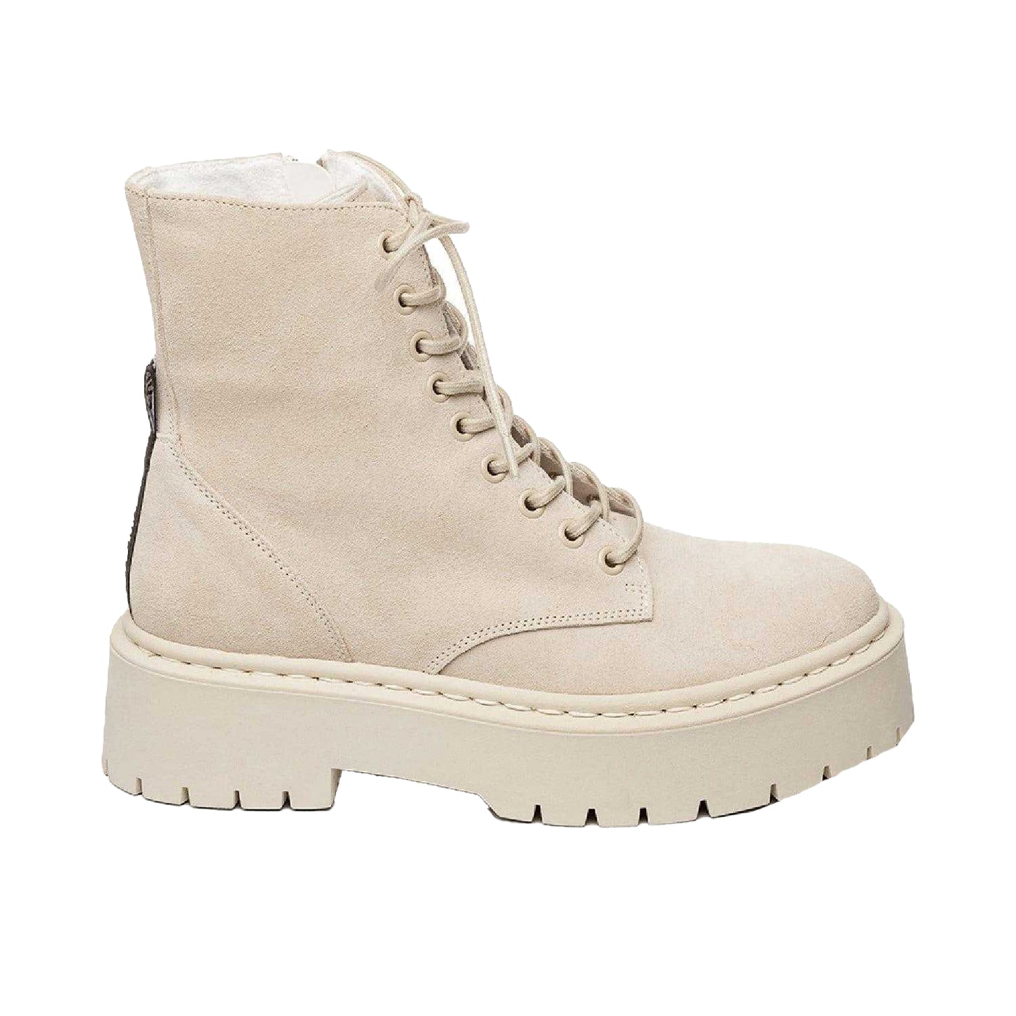 Beige - Side - Steve Madden Womens-Ladies Skylar Suede Platform Ankle Boots
