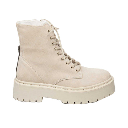 Beige - Side - Steve Madden Womens-Ladies Skylar Suede Platform Ankle Boots
