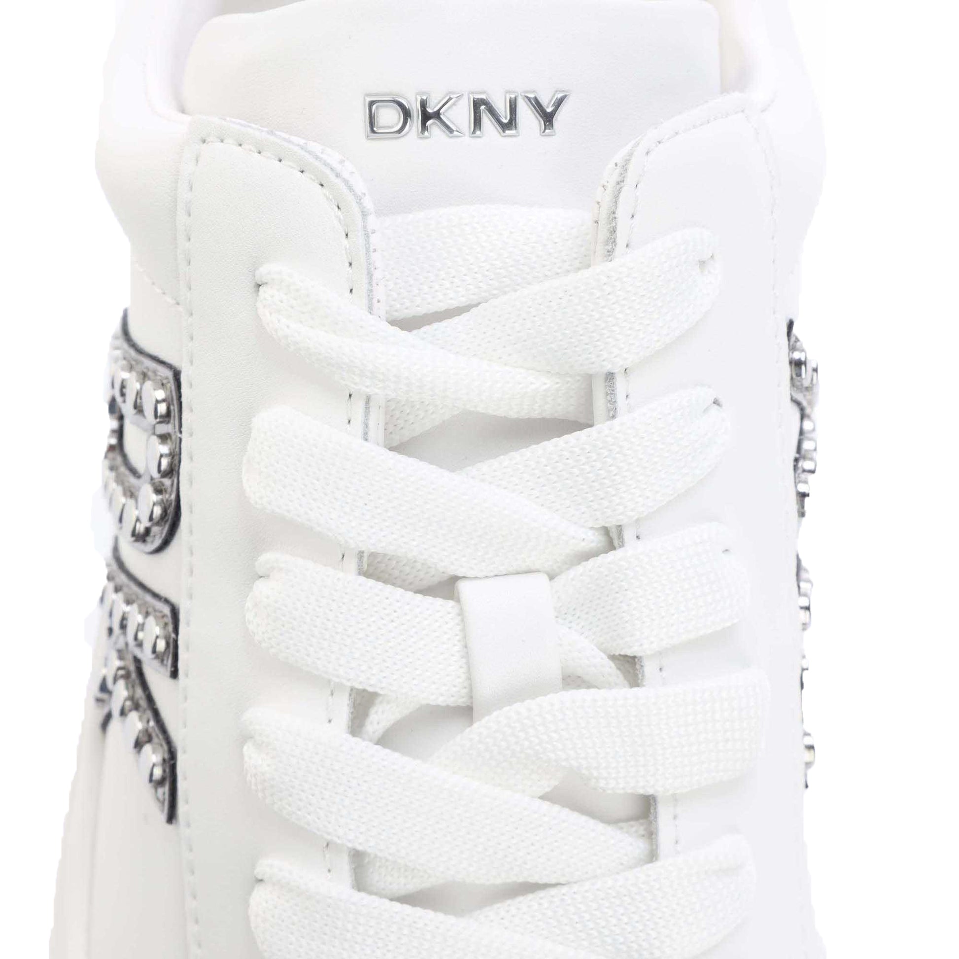 White-Silver - Close up - DKNY Womens-Ladies Abeni Leather Trainers