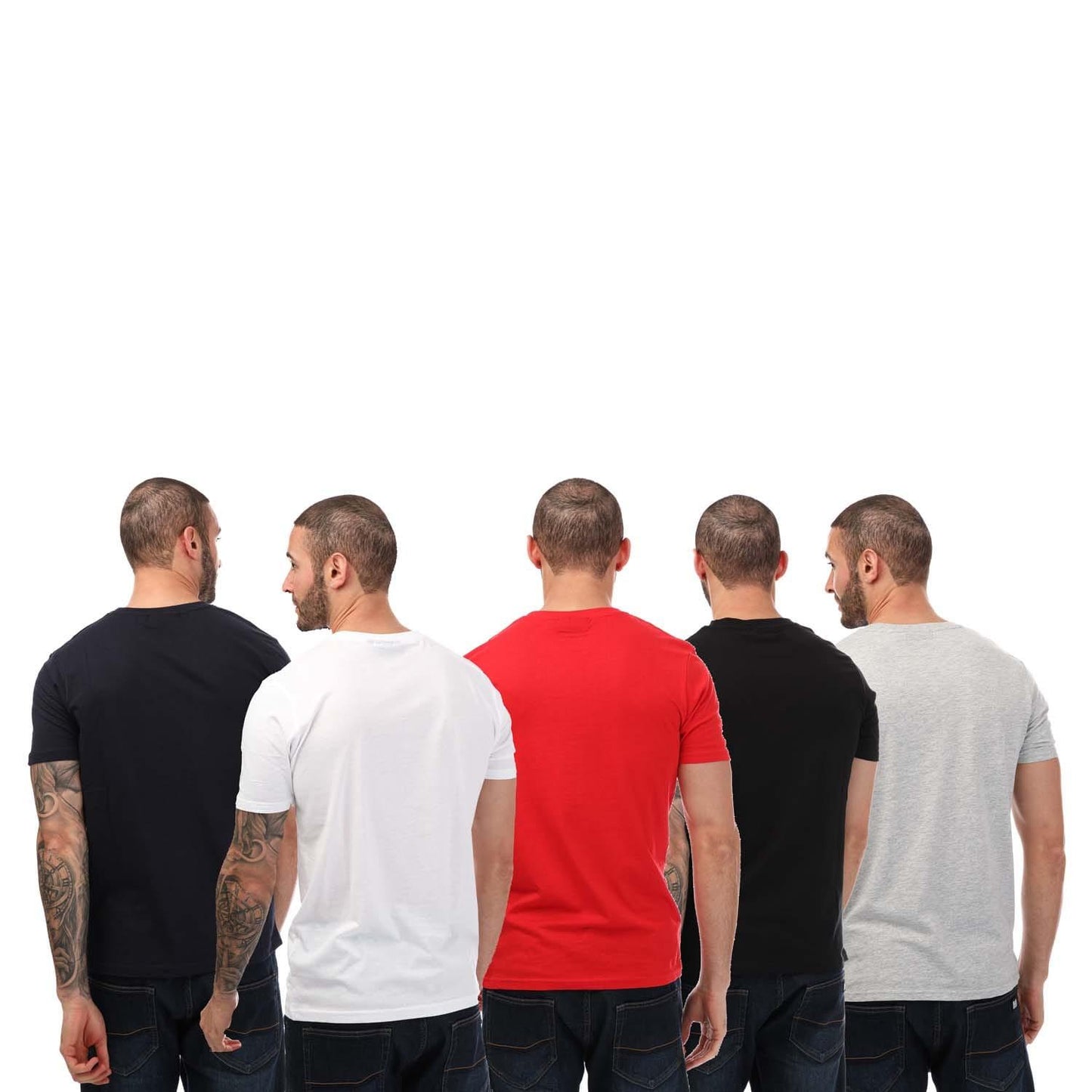 Black-Grey-White-Red - Back - Duck and Cover Mens Comonwell T-Shirt (Pack of 5)