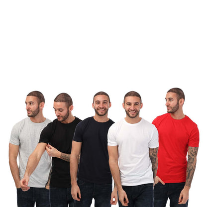 Black-Grey-White-Red - Front - Duck and Cover Mens Comonwell T-Shirt (Pack of 5)
