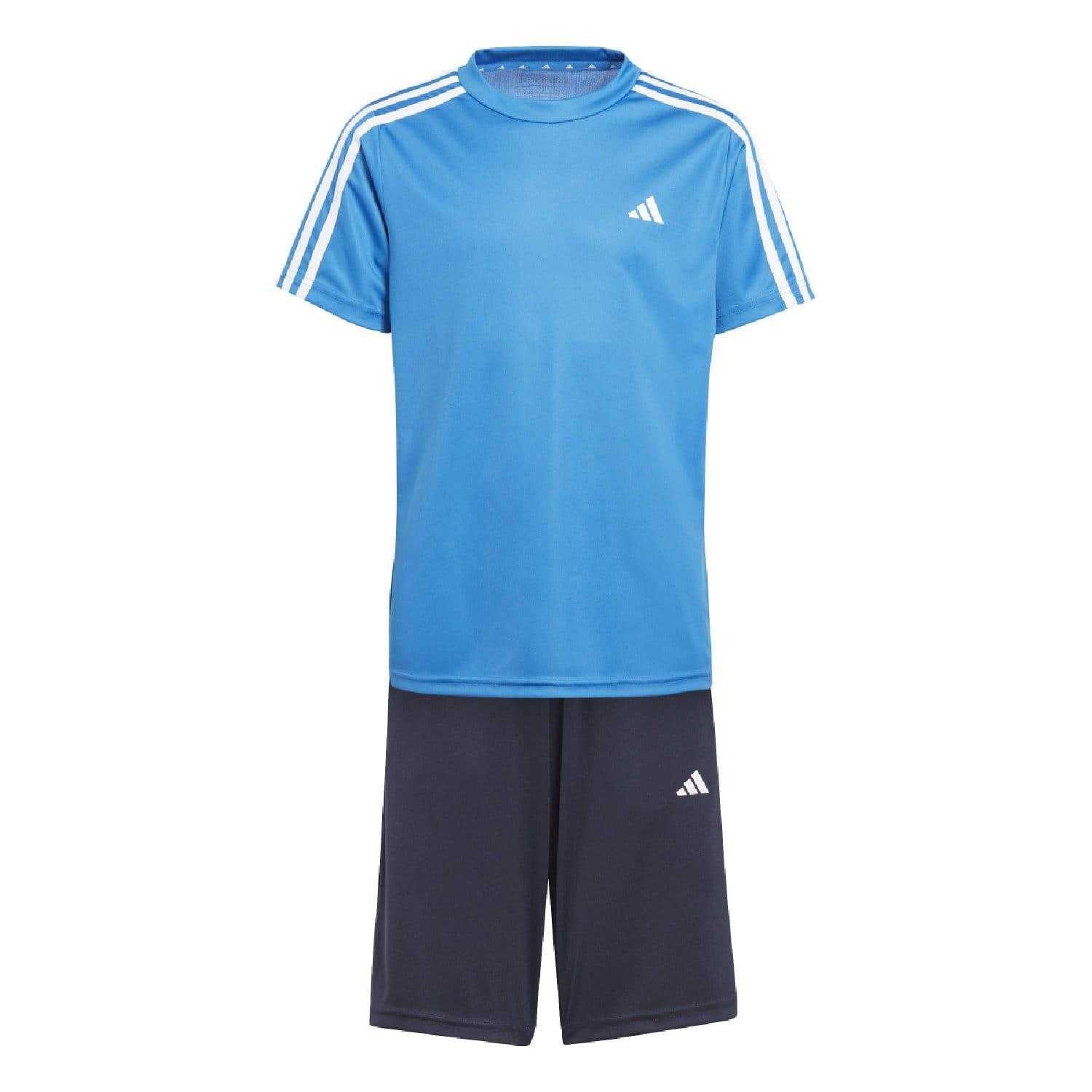 Black-Blue - Front - Adidas Boys 3 Stripes Football Training Set
