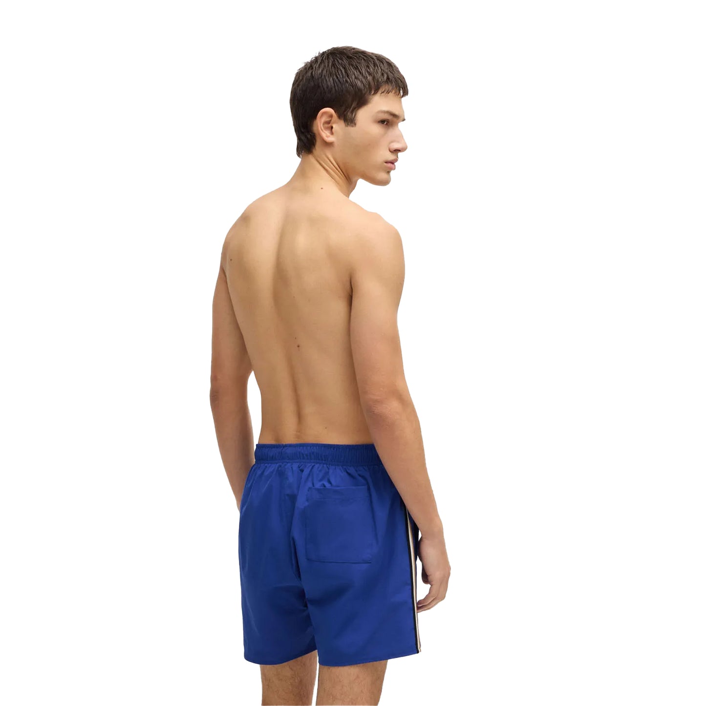 Blue - Back - Boss Mens Iconic Plain Swimming Trunks