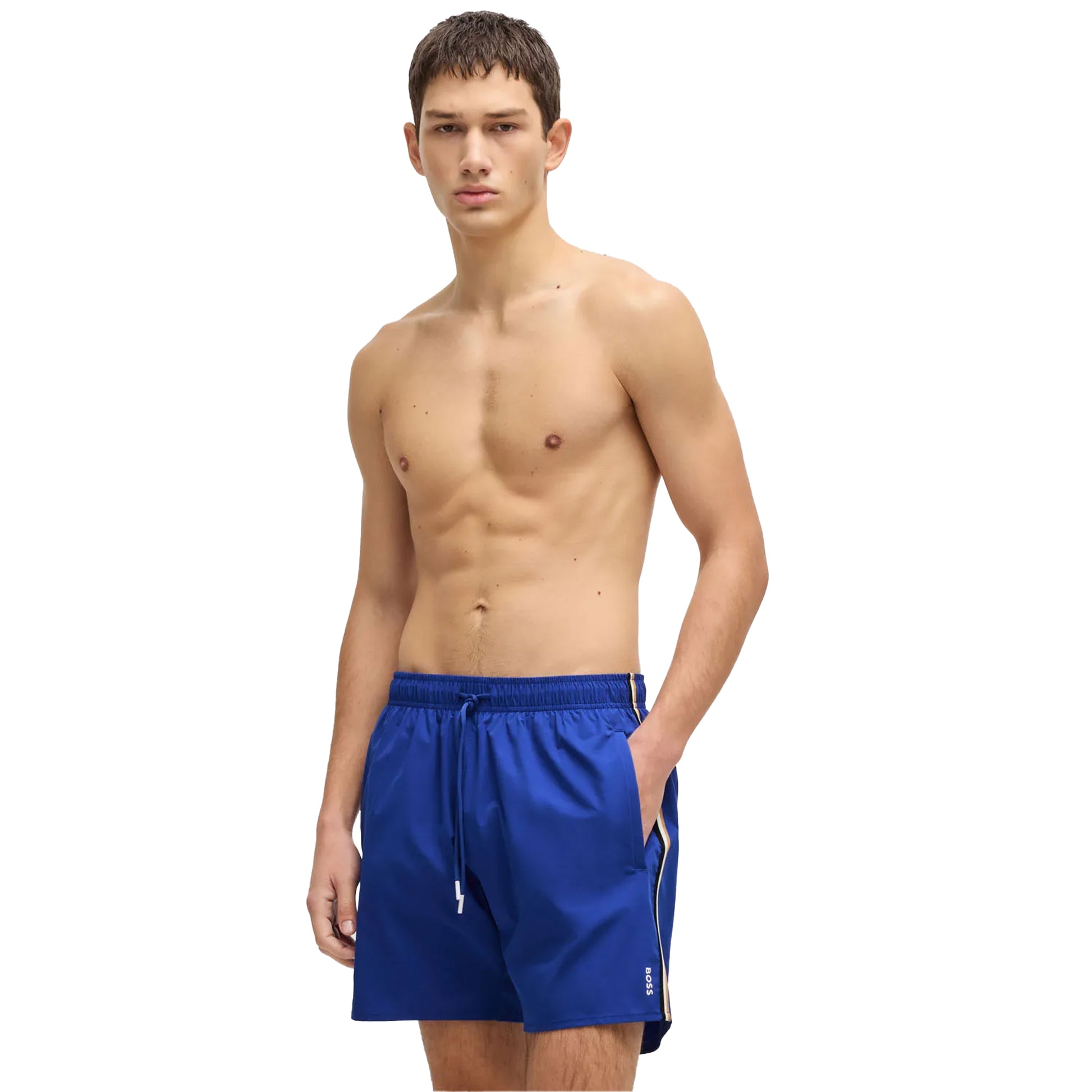 Blue - Lifestyle - Boss Mens Iconic Plain Swimming Trunks