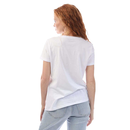 White - Back - DKNY Womens-Ladies Rhinestud Logo T-Shirt