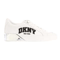White - Side - DKNY Womens-Ladies Maben Varsity Leather Lace Up Trainers