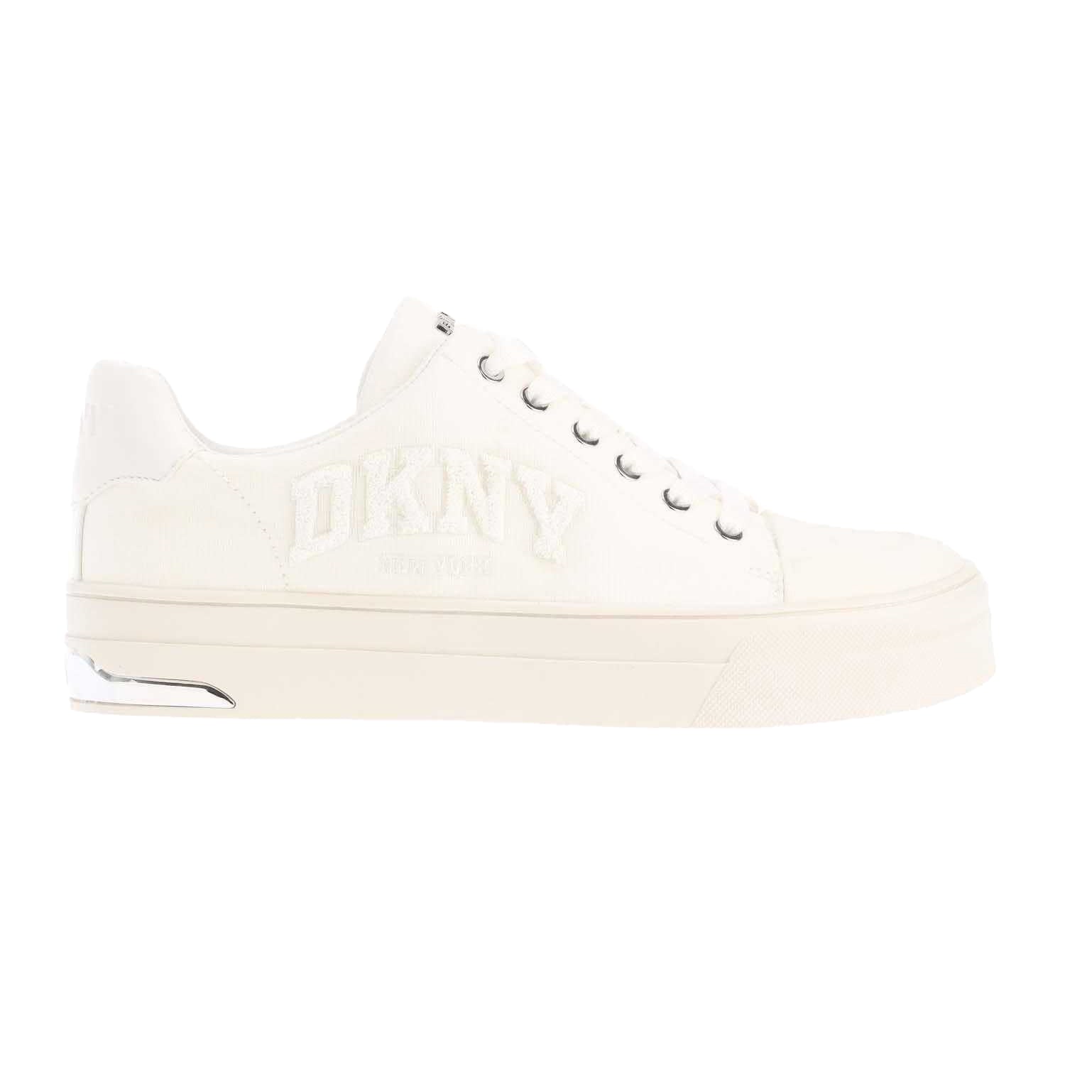 White - Side - DKNY Womens-Ladies York Varsity Lace Up Trainers