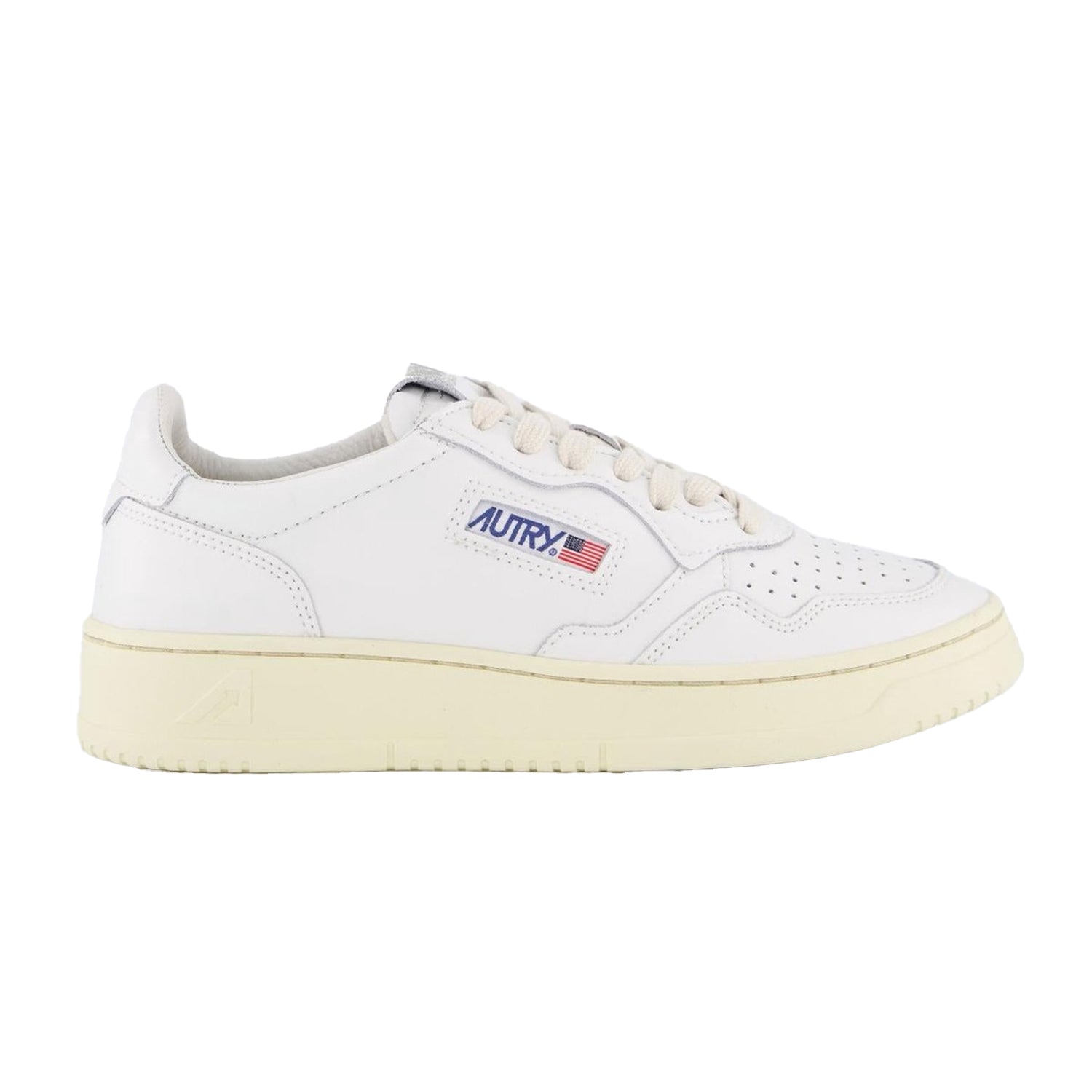 White - Back - Autry Womens-Ladies Medalist Leather Court Trainers