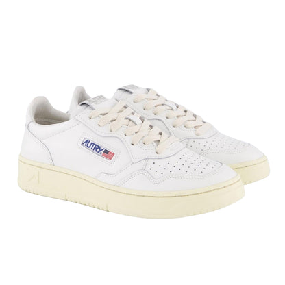 White - Front - Autry Womens-Ladies Medalist Leather Court Trainers