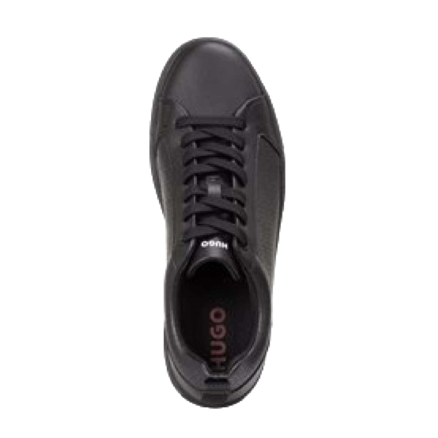 Black - Pack Shot - Hugo Mens Morrie Monogram Faux Leather Trainers