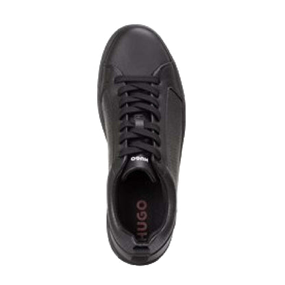 Black - Pack Shot - Hugo Mens Morrie Monogram Faux Leather Trainers