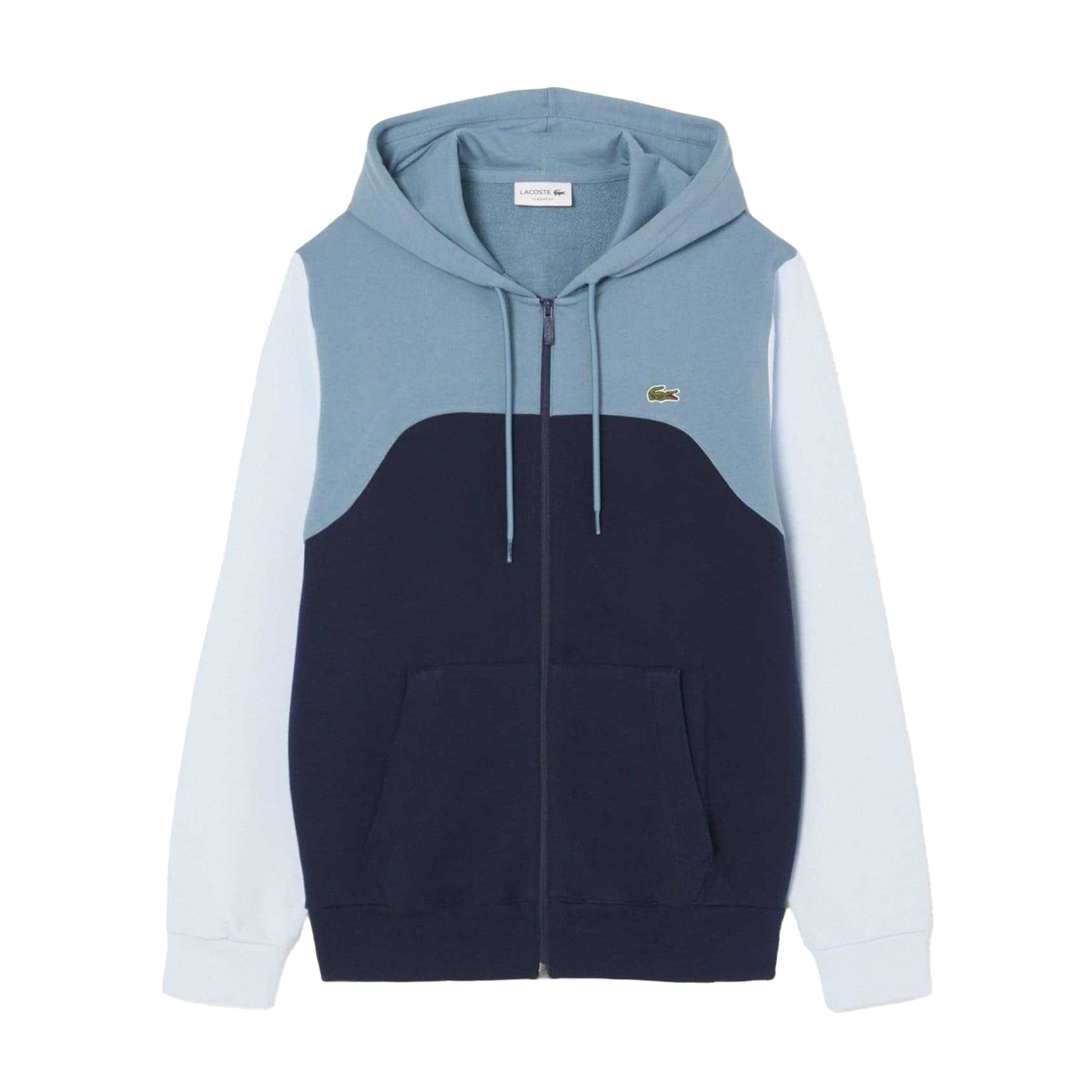 Navy - Front - Lacoste Mens Colour Block Full Zip Hoodie