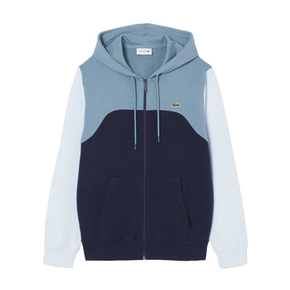 Navy - Front - Lacoste Mens Colour Block Full Zip Hoodie