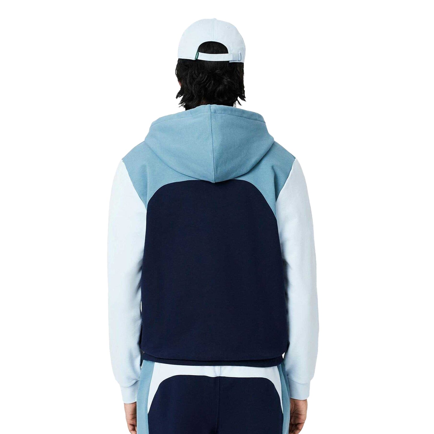 Navy - Back - Lacoste Mens Colour Block Full Zip Hoodie