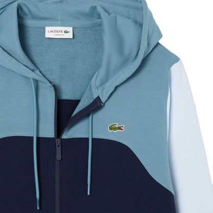 Navy - Side - Lacoste Mens Colour Block Full Zip Hoodie