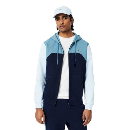 Navy - Pack Shot - Lacoste Mens Colour Block Full Zip Hoodie